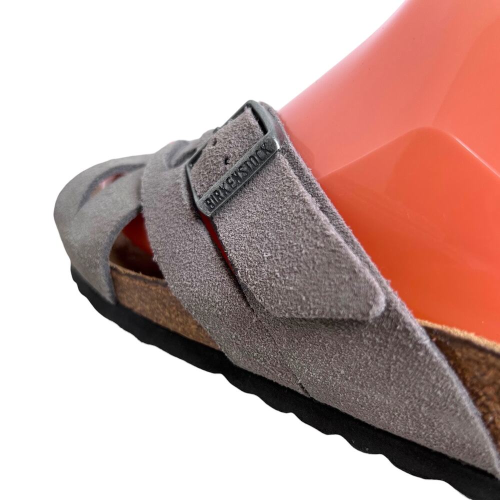 BIRKENSTOCK Lugano Soft Footbed Suede Leather Sandal in Gray Criss Cross W's 39 - Picture 6 of 12